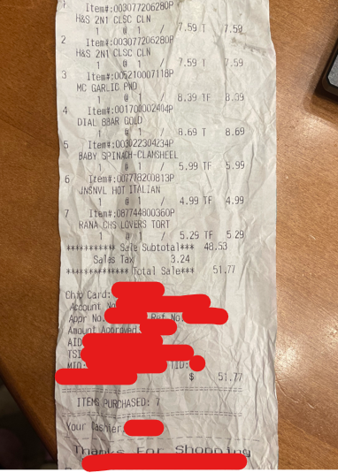 Crumbled receipt photo