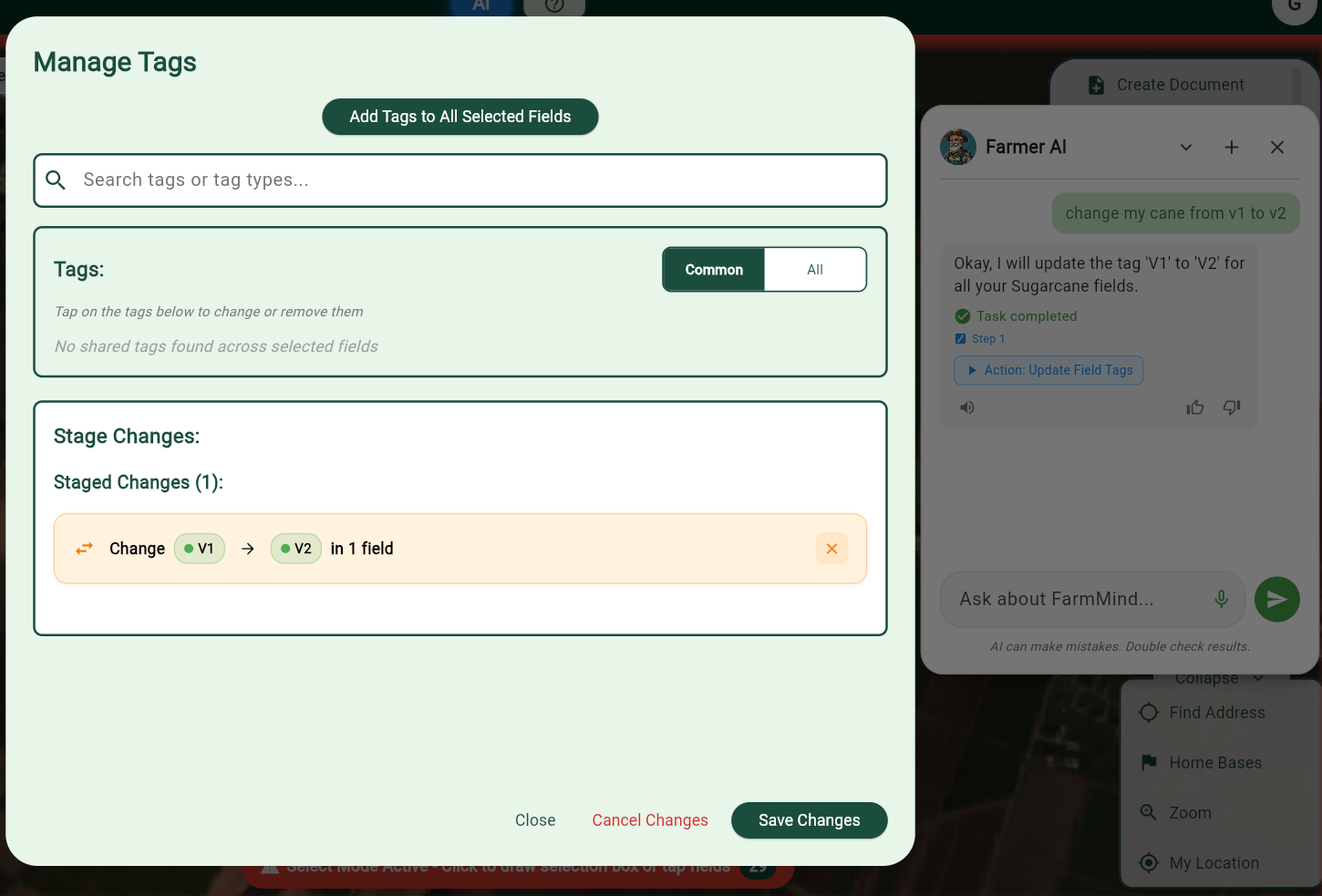 Changing field tags with Farmer AI