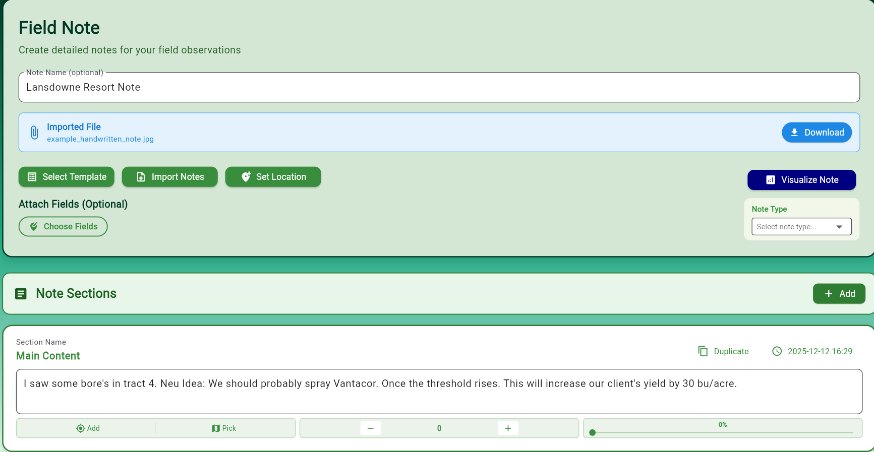 Example converted field note