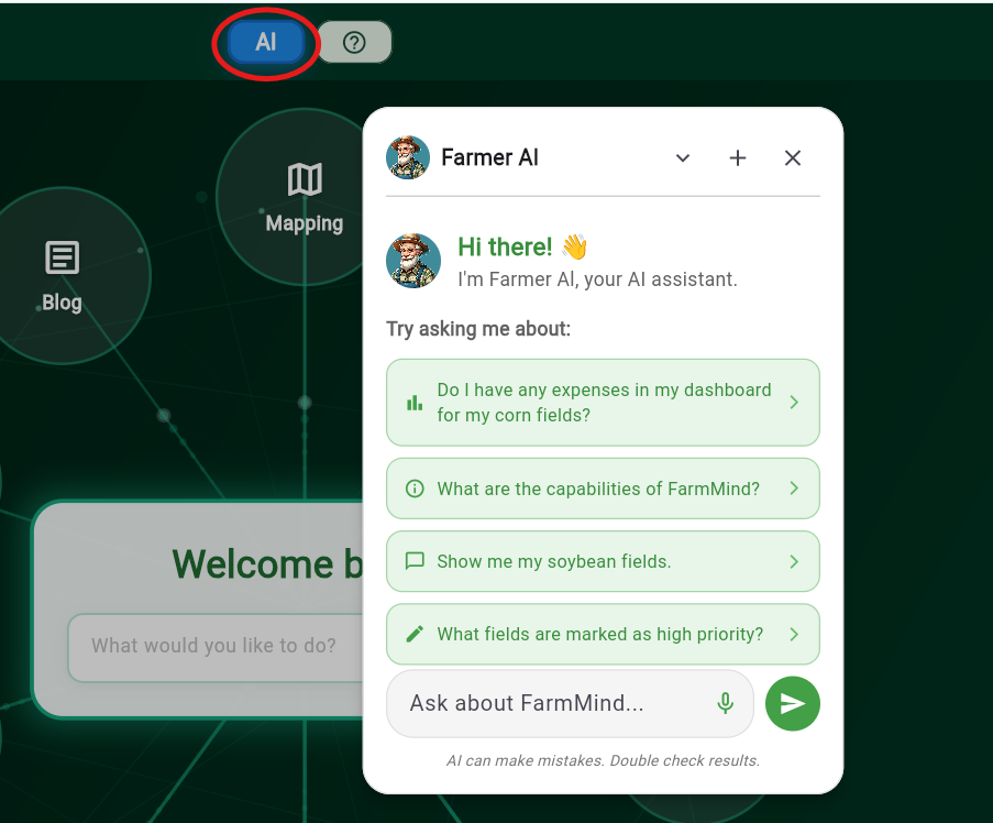 Farmer AI interface